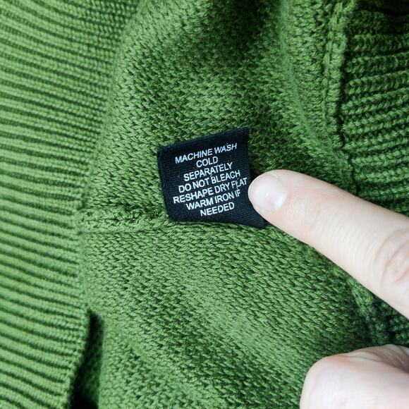 J. Peterman Aran Knit Cotton Fisherman Heritage Turtleneck Sweater Green Medium - Picture 8 of 10
